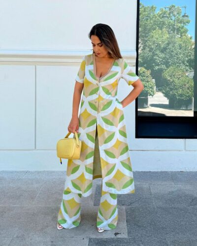 conjunto lurex y punto caftan