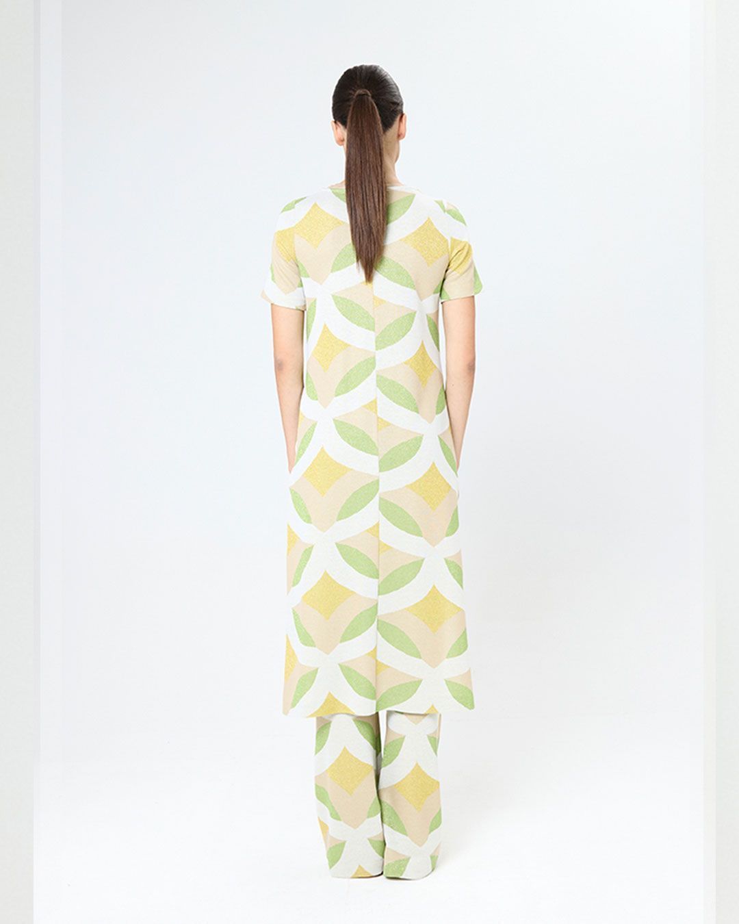 Conjunto de punto con caftán y pantalón estampado - Imagen 4