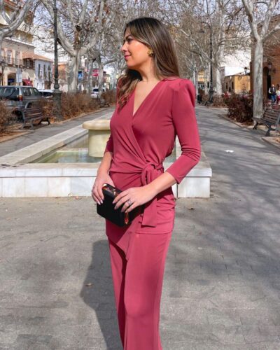 Conjunto cruzado teja con detalle de lazada