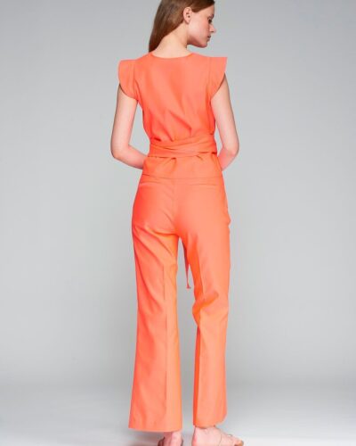 Pantalón recto naranja flúor