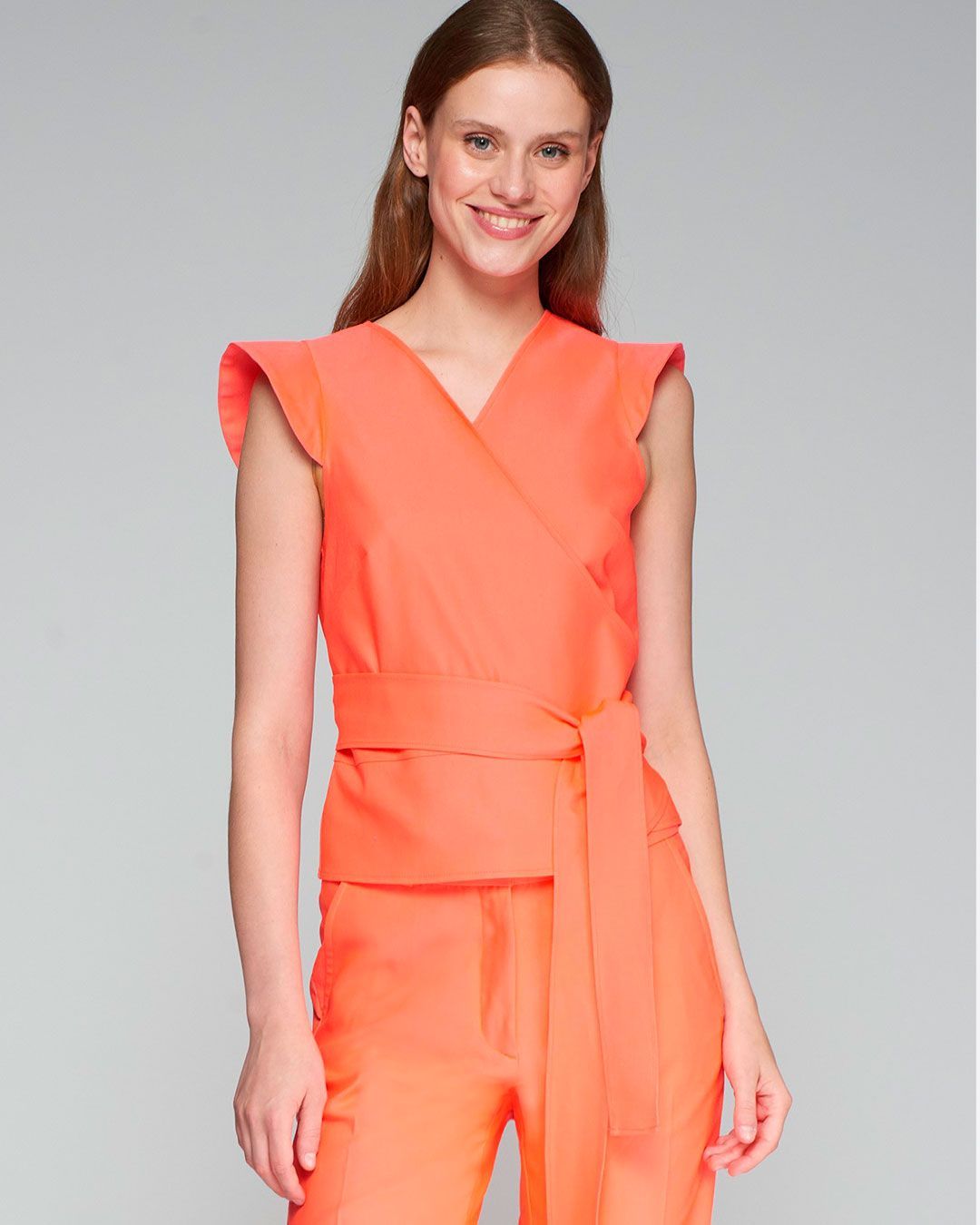Top cruzado naranja flúor