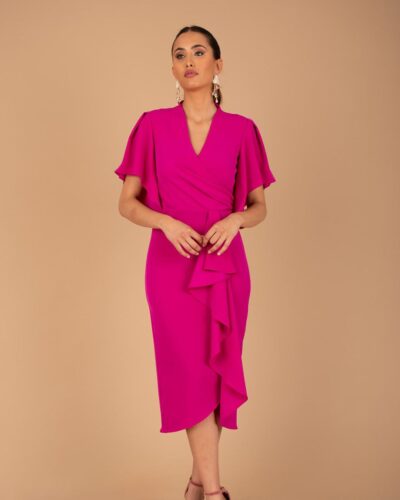 Vestido buganvilla cruzado con volante