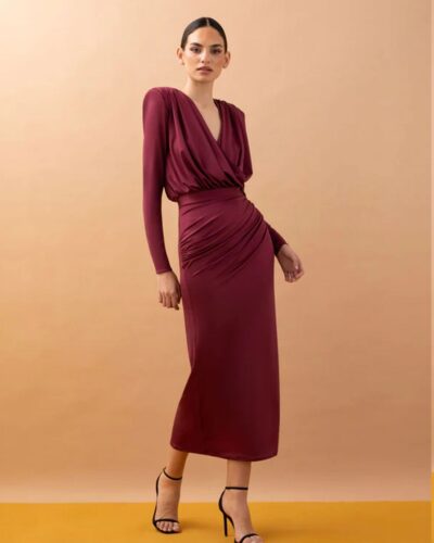 top body burdeos cruzado escote en V