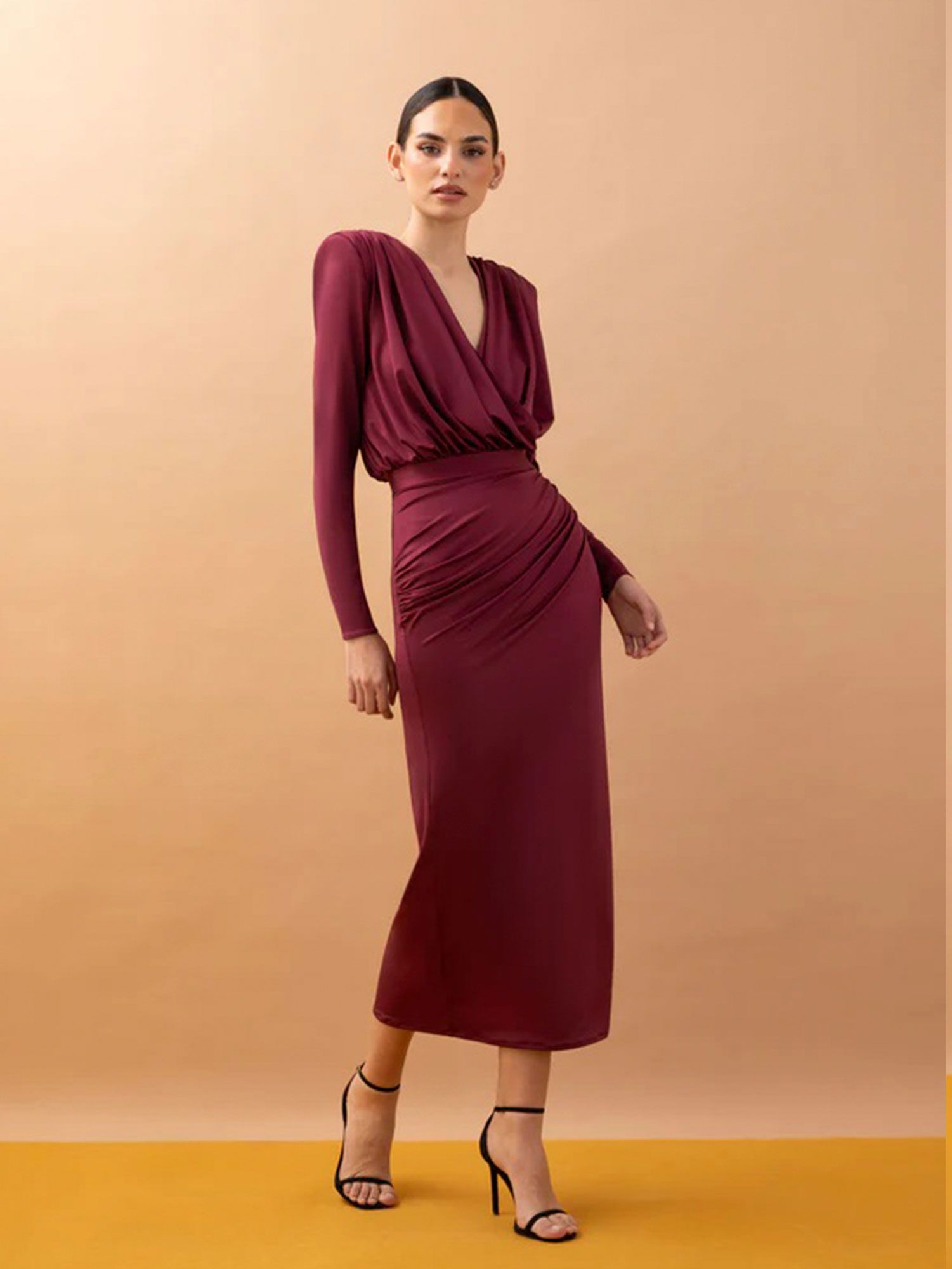 top body burdeos cruzado escote en V