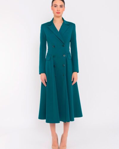 Vestido tipo abrigo verde esmeralda