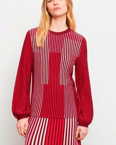 Jersey de punto rayas burdeos y rosa