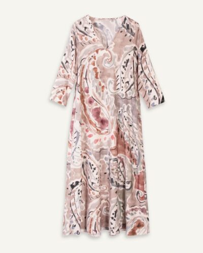 Vestido largo estampado paisley en tonos tierra