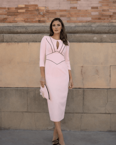 vestido vivos negros rosa palo