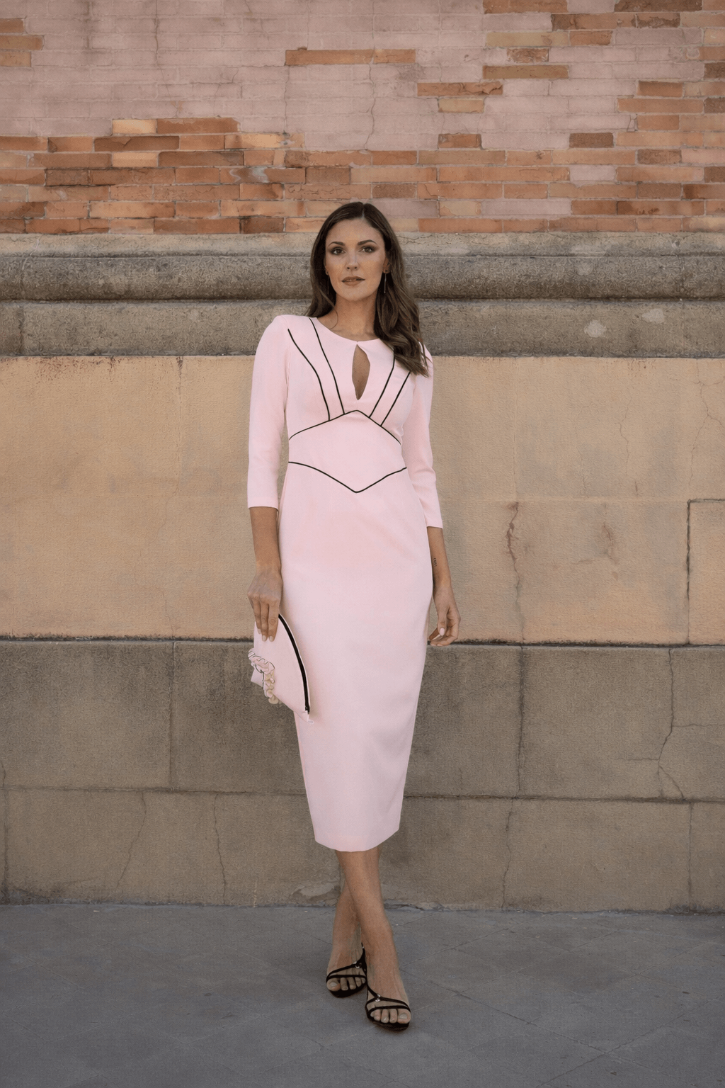 vestido vivos negros rosa palo