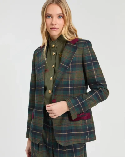 Chaqueta loafer cuadro verde burdeos