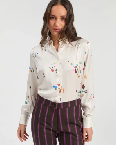 Camisa Isa Sherlock satén print
