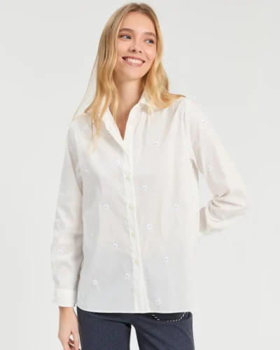 Camisa Tea flor lentejuela blanca