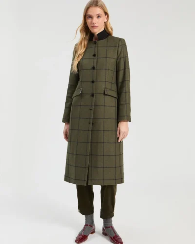 Abrigo Dori verde cuadro negro
