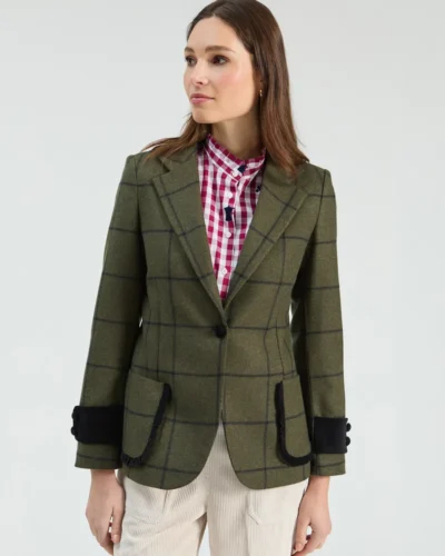 Chaqueta Sabina verde cuadro negro