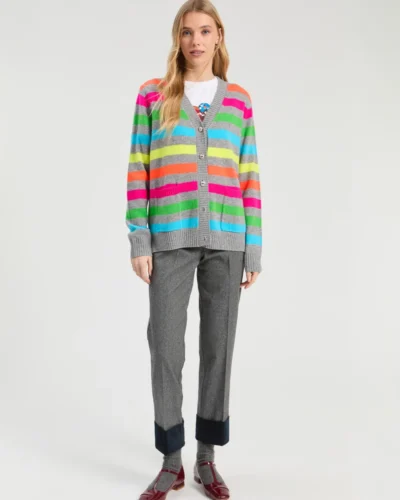 Cardigan Alina rayas gris y multicolor