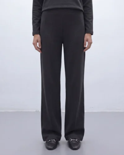 Pantalón recto de mujer punto liso cintura elástic