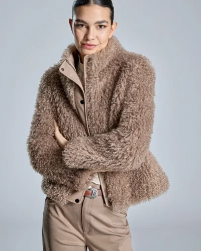Chaqueta efecto pelo beige