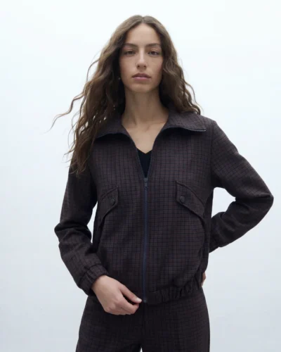 Chaqueta de punto estampado cuadros