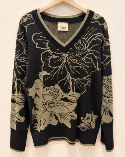Conjunto de Punto con Lúrex y Estampado Floral
